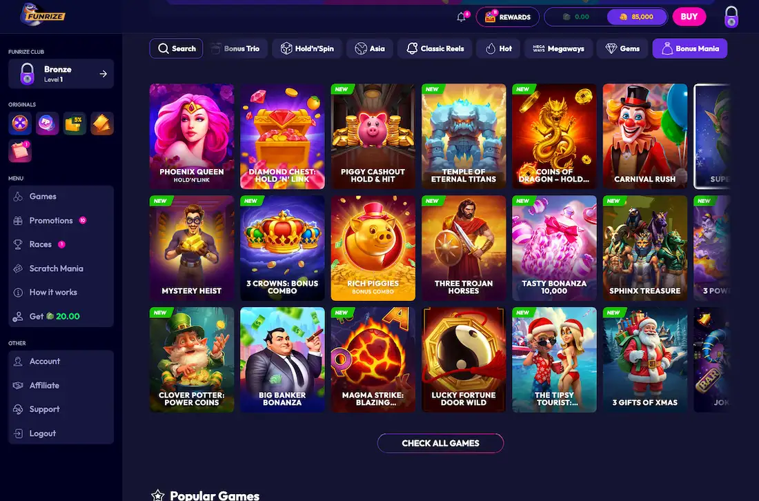 Funrize Casino screenshot 6 Funrize Casino screenshot 6