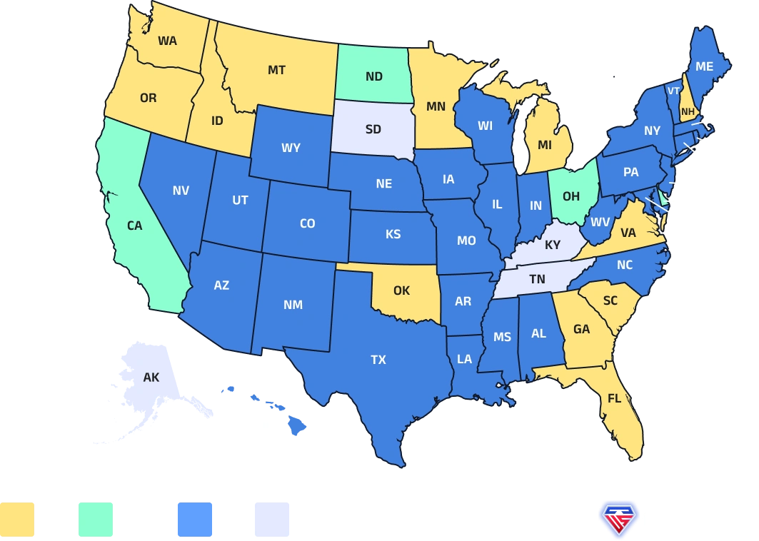 Legal gambling age by state map Legal gambling age by state map