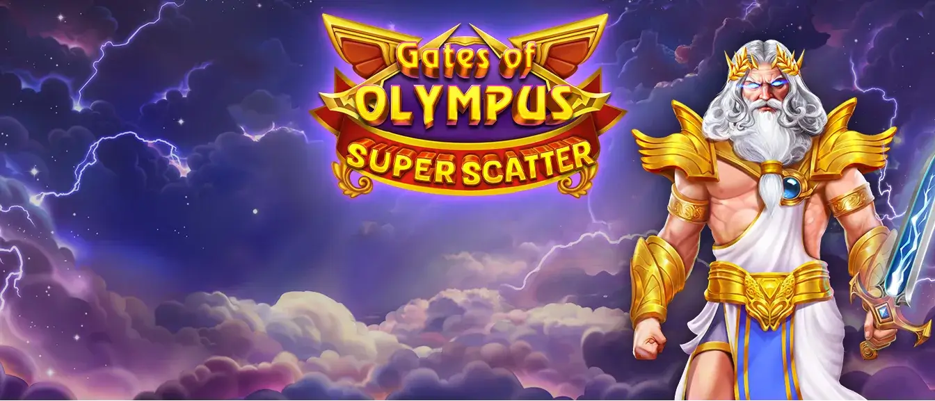 Gates of Olympus Super Scatter game banner image Gates of Olympus Super Scatter game banner image